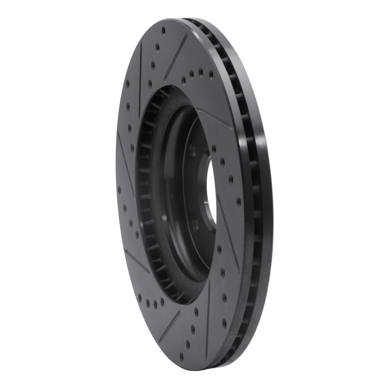 Hyundai Kona Brake Rotor (1) - Front Right - R1 Concepts - Drilled & Slotted - Black - `15-`25